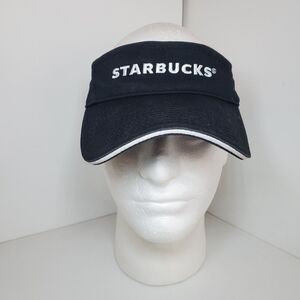 Starbucks Employee Barista Black Visor Unisex Adjustable Strapback Hat Cap